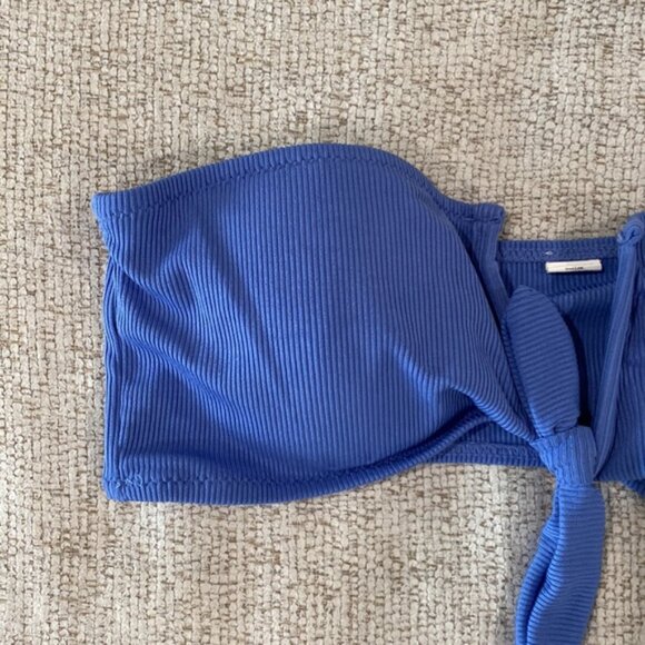 SHEIN Ribbed Blue Strapless Bikini Top - Picture 2 of 4